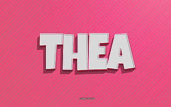 Thea, pink lines background, with names, Thea name, female names, Thea greeting card, line art, with Thea name HD wallpaper