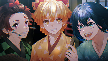 Zenitsu Agatsuma Inosuke Hashibira Tanjiro Kamado Demon Slayer Kimetsu no Yaiba HD wallpaper