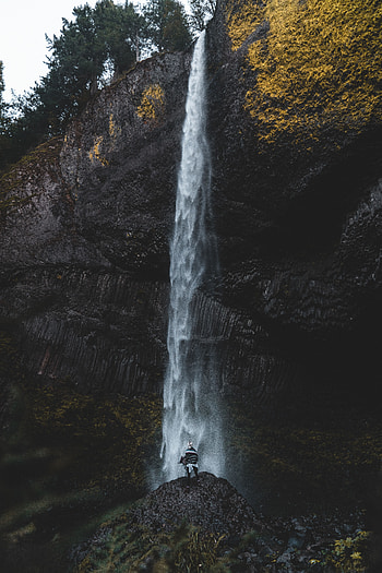Nature, Water, Rock, Waterfall, Break, Precipice, Human, Person HD phone wallpaper