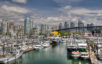 harbor marina on granville island vancouver r, city, boats, bridge, marina, r, harbor HD wallpaper