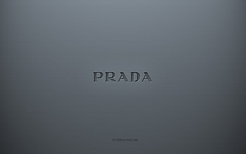 Prada logo, gray creative background, Prada emblem, gray paper texture, Prada, gray background, Prada 3d logo HD wallpaper