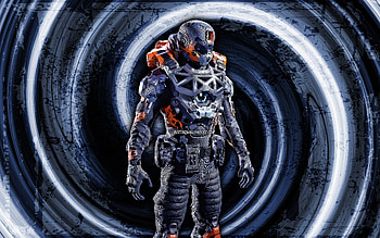 Fortnite Soldier, blue grunge background, Apex Legends, Apex Legends characters, Fnsoldier, Octavio Silva, vortex, Fortnite Soldier Skin, Fortnite Soldier Apex Legends HD wallpaper