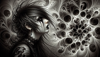 Emo Girl Intricate Fractal Art, emo girl, gothic, surreal, portrait, Black & White HD wallpaper