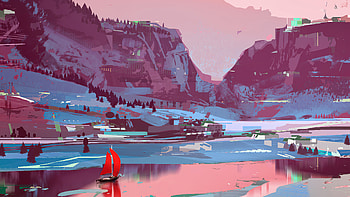Sparth River Red , river, artist, artwork, digital-art, artstation HD wallpaper