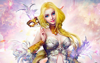 Fantasy girl, blond, mask, fantasy, woman HD wallpaper