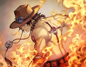 Portgas D. Ace, pirate, flames, portgas d ace, one piece, tattoo, lone, anime, ace, fire, male, hat HD wallpaper