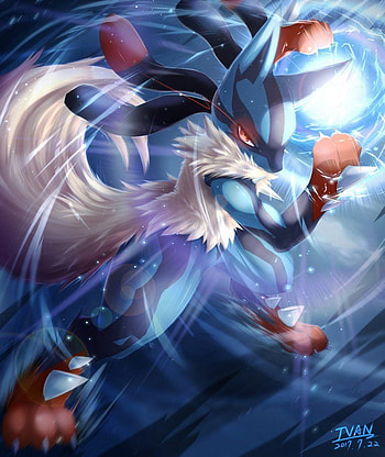 NO.448 Mega By Ffxazq. Pokemon Background, Pokemon, Lucario And Zeraora HD phone wallpaper