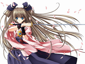 Come On, pink, sword, anime, girl, long hair HD wallpaper