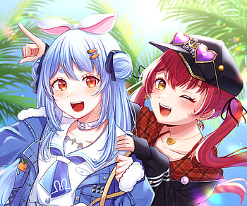 Houshou Marine & Usada Pekora, hololive, Usada Pekora, Houshou Marine, Anime, Virtual Youtuber HD wallpaper