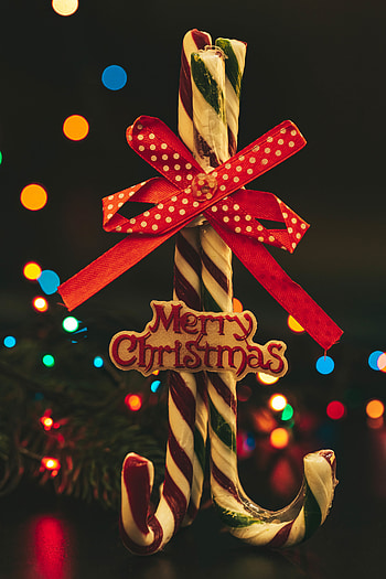 Holidays, Candies, Christmas, Bow, Candy Sticks, Caramel Sticks HD phone wallpaper