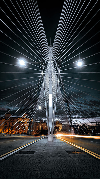 Cities, Night, Architecture, City, Lights, Bridge, Construction, Design HD phone wallpaper