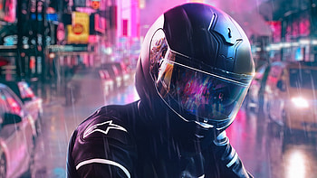 Biker Helmet Reflection, biker, helmet, artist, artwork, digital-art HD wallpaper