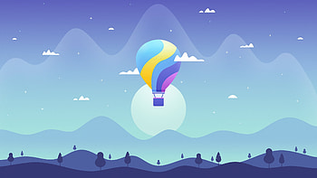 Air balloon, journey, minimal, digital art HD wallpaper