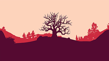 Landscape, Art, Vector, Wood, Tree, Hill HD wallpaper