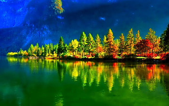 Autumn Lake, reflection, trees, autumn, nature, mountains, lake, sunset HD wallpaper