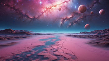 Pink Moon, Alien Planet, landscape, moon, sky, space HD wallpaper