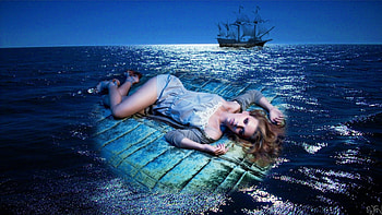 Caste Away, night, boat, sea, ship, alone, wahab hameed, girl, smart aleck HD wallpaper