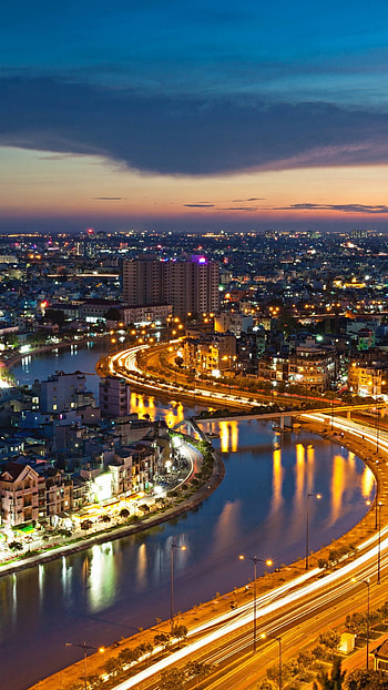 Ho Chi Minh City, By night , 3695x2230 resolution, , Mobile HD phone wallpaper