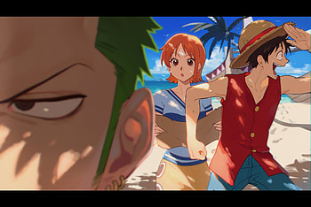 one piece wall, Roronoa Zoro, Monkey D. Luffy, Nami (One Piece) HD wallpaper
