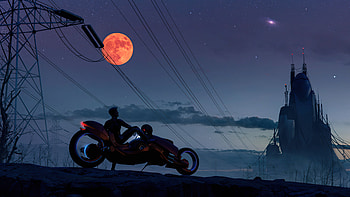 Cyber Bike Alone In City , artist, artwork, cyberpunk, biker HD wallpaper