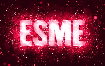 Happy Birtay Esme, , pink neon lights, Esme name, creative, Esme Happy Birtay, Esme Birtay, popular american female names, with Esme name, Esme HD wallpaper