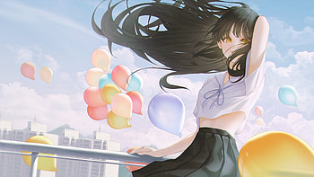 Anime Girl School Hands In Hair, anime-girl, anime, artist, artwork, digital-art HD wallpaper
