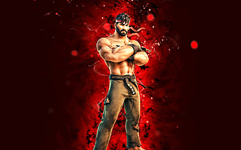 Battle Ryu, , red neon lights, Fortnite Battle Royale, Fortnite characters, Battle Ryu Skin, Fortnite, Battle Ryu Fortnite HD wallpaper
