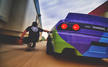 Car skateboard, Hoonigan's signature style, Dynamic , Extreme sports HD wallpaper