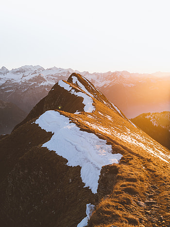 Landscape, Nature, Mountain, Vertex, Top, Snow Covered, Snowbound, Sunlight HD phone wallpaper