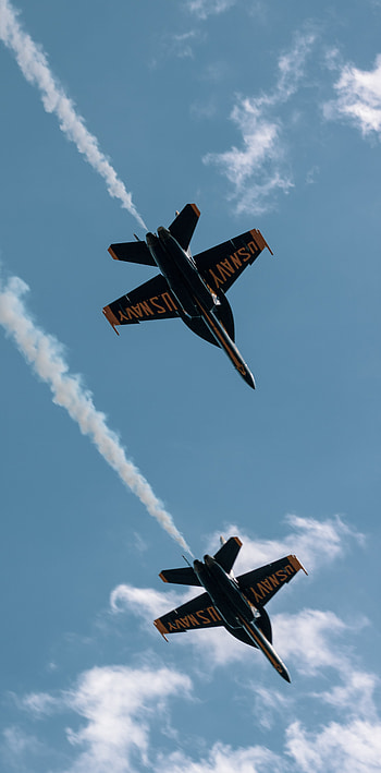 Blue Angles, cloud, sky, awesome, fighter jet, fast, plain HD phone wallpaper