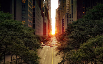 New York sunset, Cityscape landscape, Urban Cool HD wallpaper