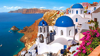Santorini II , Spectacular view, Greek island beauty, Aesthetic HD wallpaper