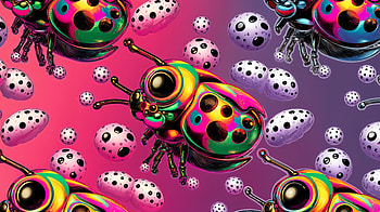 Trippy Patterns: A Vibrant Ultra Experience, ladybug, cartoon style HD wallpaper