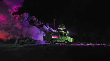 Cyberpunk Food Wagon, cyberpunk, van, artist, artwork, art, digital-art, deviantart HD wallpaper