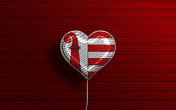 I Love Jura, , realistic balloons, red wooden background, Day of Jura, swiss cantons, flag of Jura, Switzerland, balloon with flag, Cantons of Switzerland, Jura flag, Jura HD wallpaper
