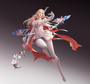 Fantasy girl, girl, fantasy, jiahao yu, red HD wallpaper