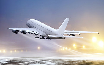 white airbus a380 taking off, passenger, snow, taking off, plane, runway HD wallpaper