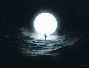 Moon, Dark, Silhouette, Darkness, Ball, Glow HD wallpaper