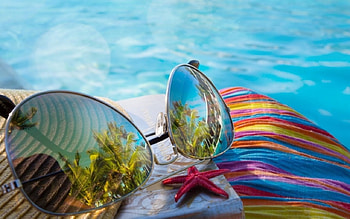 Summer Vacation, starfish, glasses, sun, beach HD wallpaper