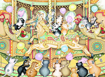 Cats go Round, puzzle, funny, humor, jigsaw HD wallpaper