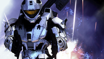 Halo 3 White Knight 2 smg, white spartan, halo 3, recon helmet, smg, slayer, sniper, multi player HD wallpaper