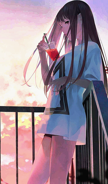 Anime girl, cloud, sky HD phone wallpaper