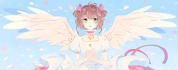White dress, cute, wings, Sakura Kinomoto HD wallpaper