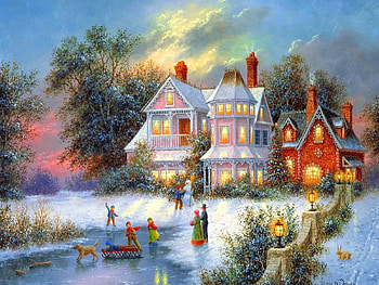 'Enjoy with Ice Skating', celebrations, winter holidays, colors, festivals, cottages, snow, happiness, rink, children, frozen, entertainment, attractions in dreams, kids, weird things people wear, beautiful, greetings, seasons, love four seasons, family, villages, funny, xmas and new year, lovely HD wallpaper