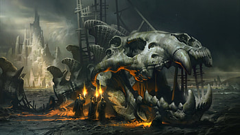 Fantasy, CG, dino, skeleton HD wallpaper