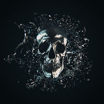 Art, Dark, Splash, Metal, Frozen, Skull HD phone wallpaper