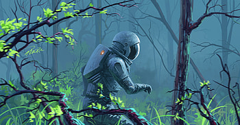 Astronaut Lost In Woods, astronaut, scifi, artist, artwork, digital-art, deviantart HD wallpaper