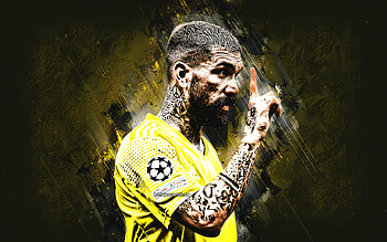 Dimitrios Kolovos, FC Sheriff Tiraspol, Greek footballer, portrait, yellow stone background, football, Sheriff Tiraspol HD wallpaper