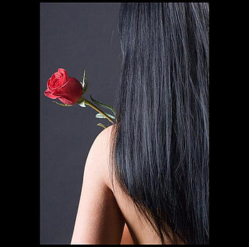 Red rose black, rose, black, red, girls, scarlet, hair HD wallpaper