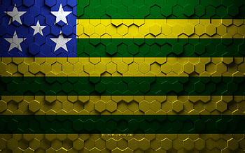 Flag of Goias, honeycomb art, Goias hexagons flag, Goias, 3d hexagons art, Goias flag HD wallpaper